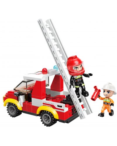 Конструктор Qman Mine City - Пожарен автомобил със стълба - 2