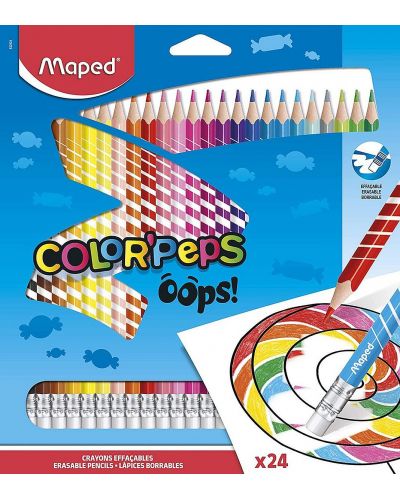 Комплект моливи Maped Color Peps Oops - 24 цвята, изтриваеми - 1