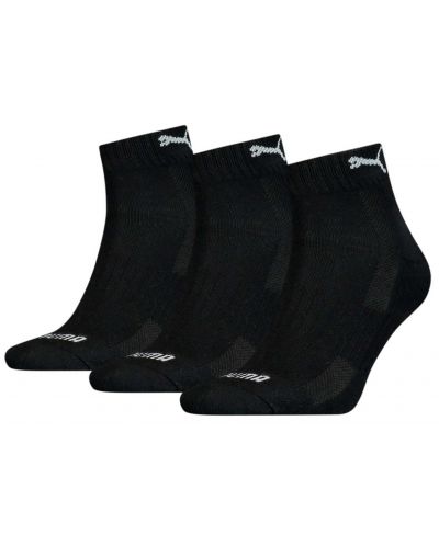 Комплект чорапи Puma - Cushioned Quarter, 3 чифта, черни - 1