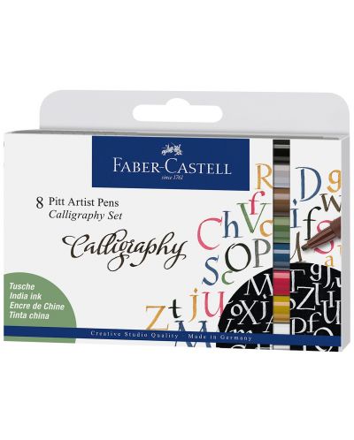 Комплект калиграфски маркери Faber-Castell Pitt Artist - 8 цвята - 1