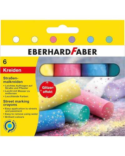 Комплект тебешири Eberhard Faber - 6 цвята, блестящи - 1