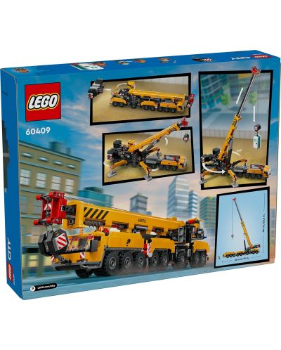 Конструктор LEGO City - Жълт мобилен строителен кран (60409) - 10