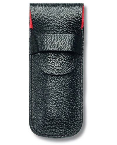 Кожен калъф за джобен нож Victorinox Classic - черен/червен - 1
