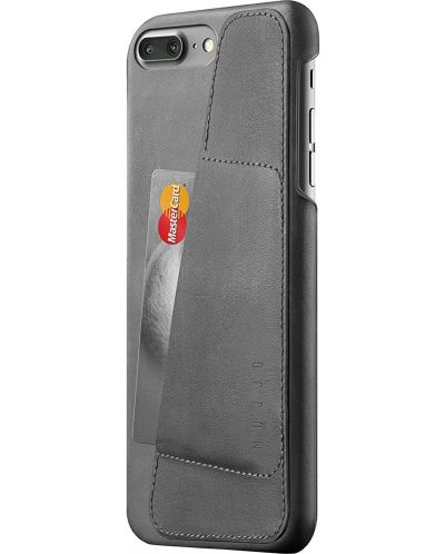 Кожен калъф с джоб Mujjo за iPhone 8 Plus и 7 Plus, сив - 1