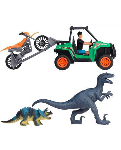 Комплект Dickie Toys - 2 превозни средства и 2 динозавъра - 3
