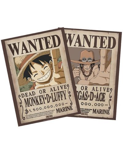 Комплект мини плакати GB eye Animation: One Piece - Luffy & Ace Wanted Posters (Series 2) - 1