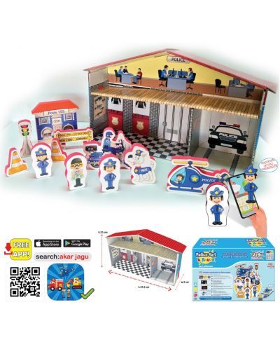 Комплект говорещи играчки Jagu - Полицейски участък и къща, 12 части - 1