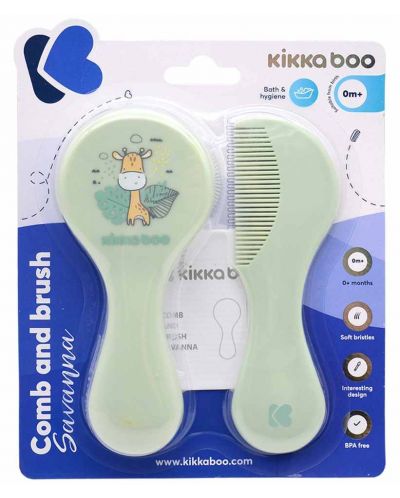 Комплект гребен и четка за коса KikkaBoo Savanna - Mint - 4