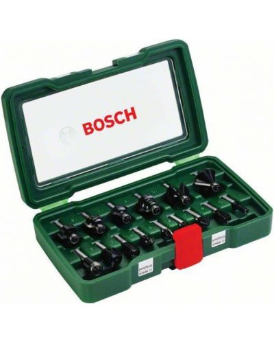 Комплект твърдосплавни фрезери Bosch - 8 mm, 15 части - 1