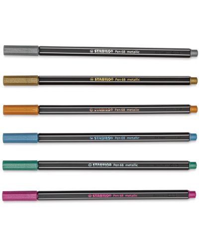 Комплект флумастери Stabilo Pen 68 - 6 металически цвята - 3