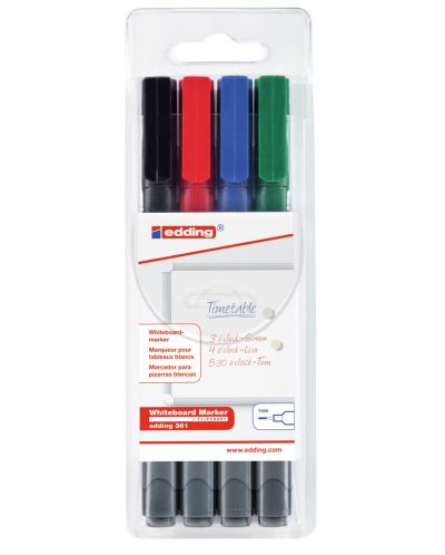 Комплект маркери за бяла дъска Edding 361 - 4 цвята - 1