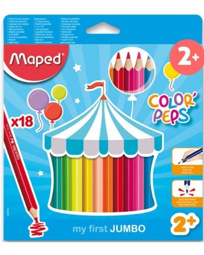 Комплект моливи Maped Color Peps - My First Jumbo, 18 цвята - 1