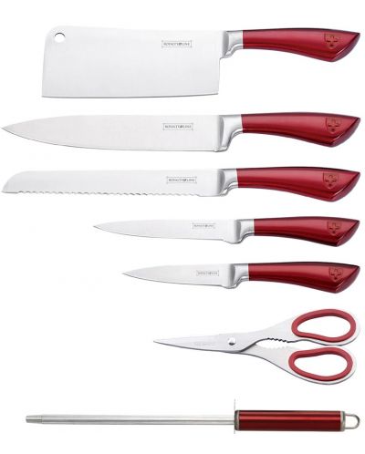 Комплект ножове с точило и ножица Royalty Line, червени - 2