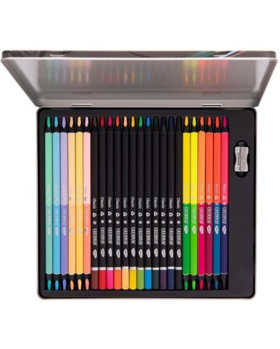 Комплект цветни моливи Daco - 36 цвята, метална кутия - 1