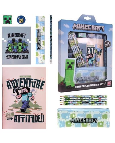 Комплект ученически пособия Jacob - Minecraft Adventure, 12 части - 2