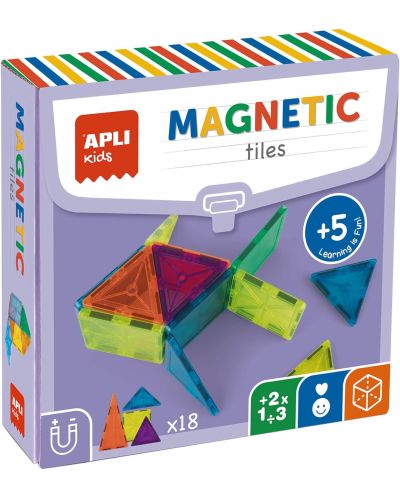 Конструктор Apli Kids - С прозрачни магнитни плочки, 18 части - 1