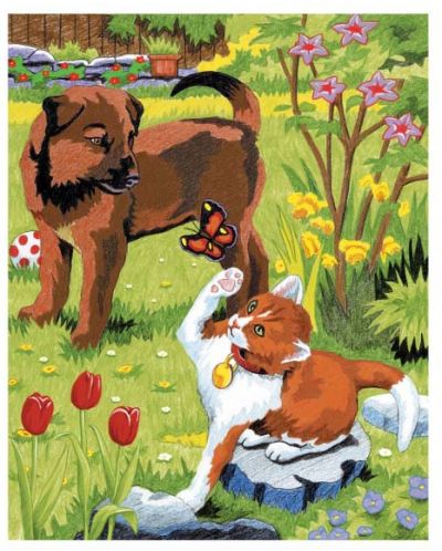 Комплект за рисуване с цветни моливи Royal - Куче и коте, 22 х 30 cm - 1