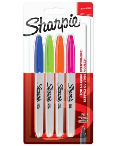 Комплект перманентни маркери Sharpie - F, 4 цвята - 1