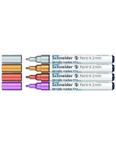 Комплект металически маркери Schneider Paint-It - 011, 2.0 mm, 4 цвята - 1
