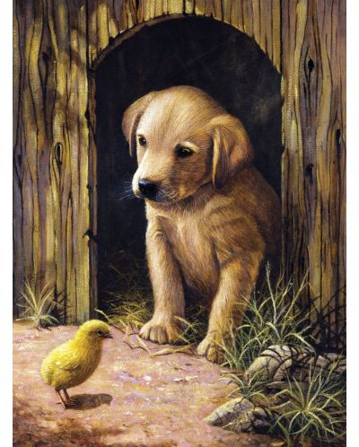 Комплект за рисуване с акрилни бои Royal - Кученце и пиле, 22х30 cm - 1