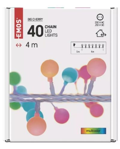 LED Лампички Emos - Big Cherry Timer, 40 броя, 3.6W, 4 m - 7