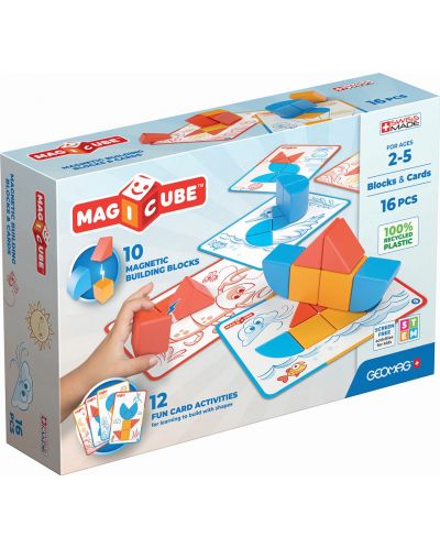 Комплект магнитни кубчета и карти Geomag - Magicube, 16 части - 1