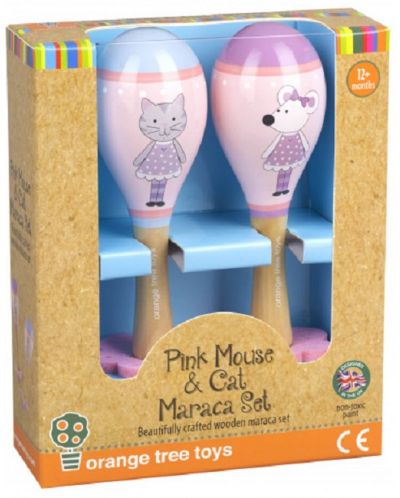 Комплект маракаси Orange Tree Toys - Мишле и коте, розов - 1