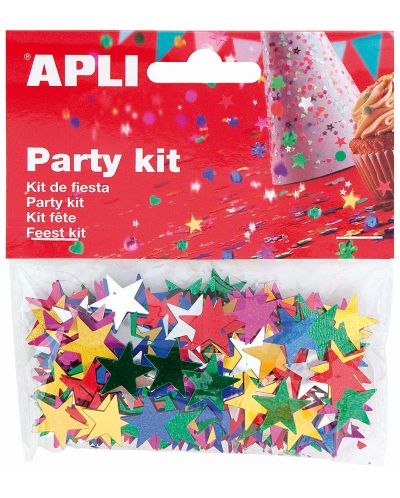 Комплект конфети Apli - Звезди, разноцветни, 15 mm - 1