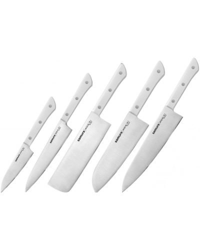 Комплект от 5 ножа Samura - Harakiri, бяла дръжка - 1