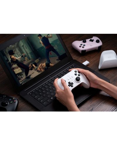 Контролер 8BitDo - Ultimate 2.4g Controller with Charging Dock, за PC, бял - 8