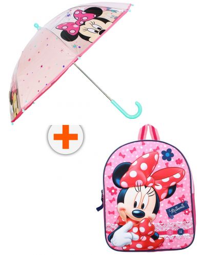Комплект за детска градина Vadobag Minnie Mouse - 3D раница и чадър, Dotty about Dots - 1