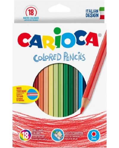 Комплект цветни моливи Carioca - Brilliant Hexagon, 18 цвята - 1