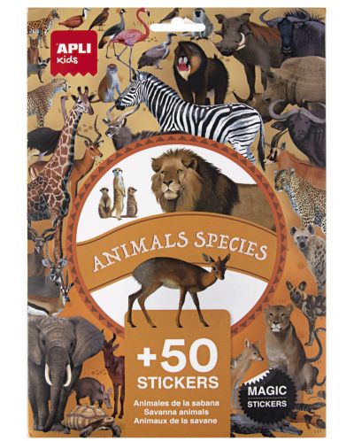 Комплект стикери Apli Kids - Животните от саваната, 50 броя - 1