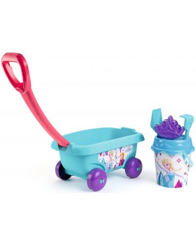 Детски плажен комплект Smoby Frozen - Количка с кофичка за пясък