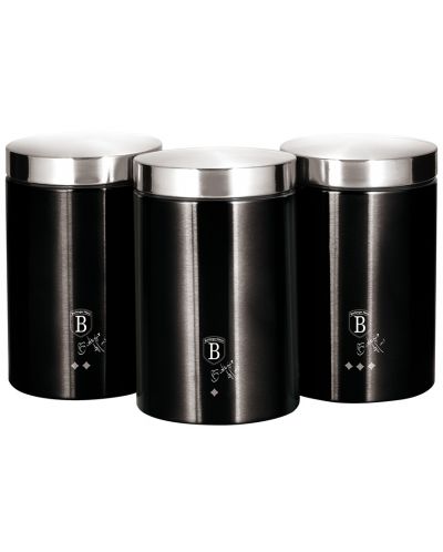 Комплект от 3 метални буркана Berlinger Haus - Black Silver Collection - 1