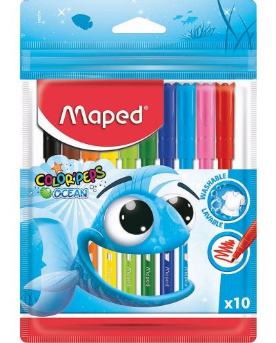 Комплект флумастери Maped Color Peps - Ocean, 10 цвята - 1