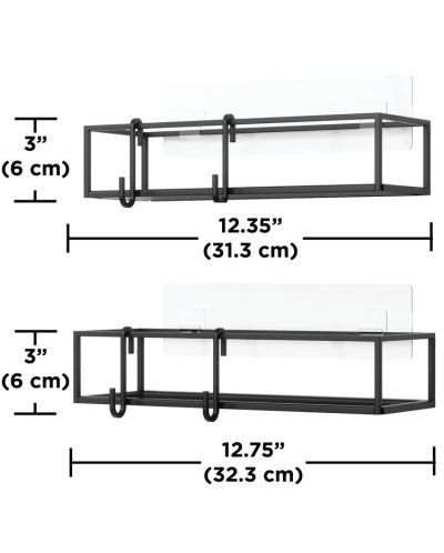 Комплект стенен органайзер Umbra - Cubiko, 2 броя, 32 x 12 x 6 cm, черен - 3