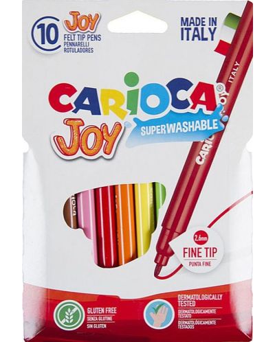 Комплект суперизмиваеми флумастери Carioca Joy - 10 цвята - 1