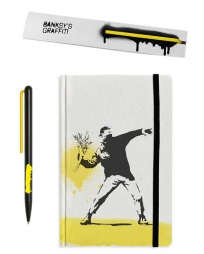 Комплект за писане Pininfarina Banksy Collection - Flower & GrafeeX, жълти - 1