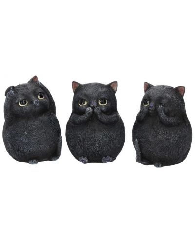 Комплект статуетки Nemesis Now Adult: Humor - Three Wise Fat Cats, 8 cm - 1