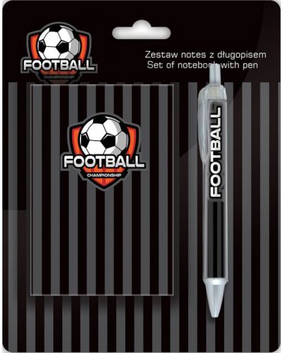 Комплект тефтер с химикалка Paso Football - Оранжево-черен