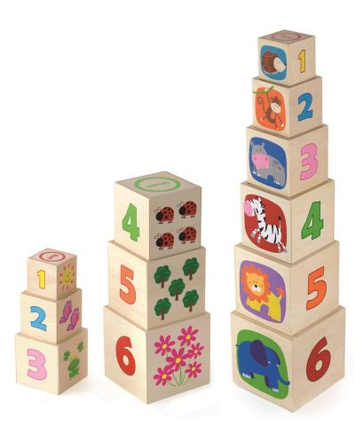 Комплект кубчета Viga - Цифри и животни - 2
