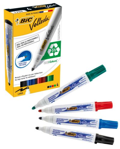 Комплект маркери за бяла дъска BIC - Velleda, объл връх, 5 mm, 4 цвята - 2