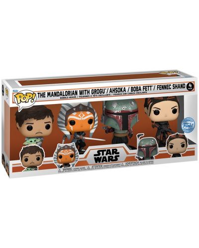 Комплект фигури Funko POP! Television: The Mandalorian - The Mandalorian with Grogu, Ahsoka, Boba Fett, Fennec Shand (Special Edition) - 2