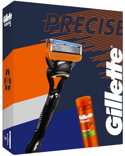 Gillette Fusion Комплект за бръснене - Самобръсначка + Гел за бръснене, 200 ml - 2