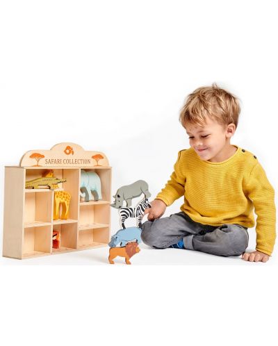 Комплект дървени фигурки Tender Leaf Toys - Диви животни в поставка - 3