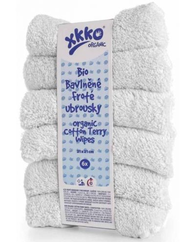 Комплект хавлиени кърпи от памук Xkko - White, 21 х 21 cm, 6 броя - 1