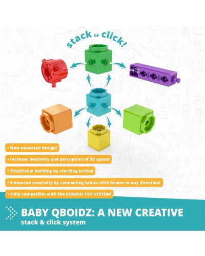 Конструктор Engino Baby Qboidz - Първи стъпки, среден - 4