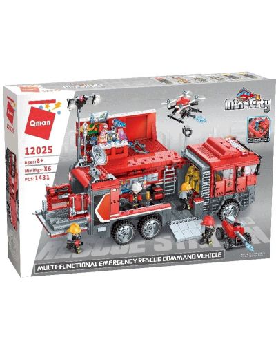 Конструктор Qman - Пожарна команда за спешна помощ, 1431 части - 1