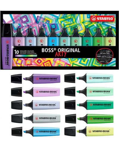 Комплект текст маркери Stabilo Arty - Boss Original, 10 броя, студени цветове - 3